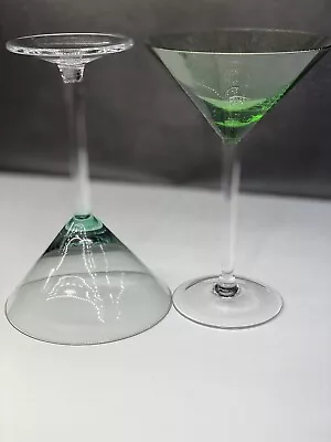 Set Of (2) Beautiful Martini Green & Green  Bowl Glasses.  • $29