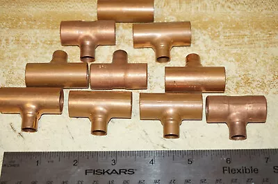 Lot Of 4: Copper  Tee  T Pipe Fittings - 1/2  X 1/4  X 1/2  (0.5 X 0.25 X 0.5) • $7.99