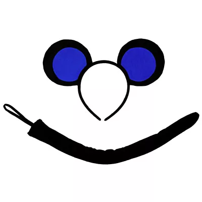 Blue Black Mouse-A-Like Ears Headband & Tail Costume Set 3 Blind Mice Mickey Kit • $6.88