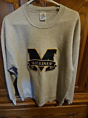 Mackinaw Islandmichigan Gray Sweatshirt Super Sweats By Hanes Size L 42-44... • $6.18