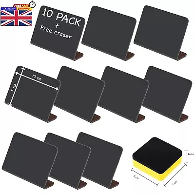 Mini Chalkboard Signs Chalk Board Stickers Labels Eraser Small Black Blackboard • £1.99