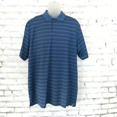 Van Heusen Shirt Mens XL Blue Striped Short Sleeve Cotton Blend Polo • $10