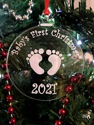 Engraved Baby's 1st Christmas Bauble Tree Decoration Gift   • £3