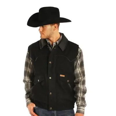 Powder River Outfitters Men's Heather Holbrook Wool Black Vest 98T5619-01 • $99.97