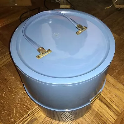 Vintage Blue Plastic Hat Wig Box With Styrofoam Head • $24