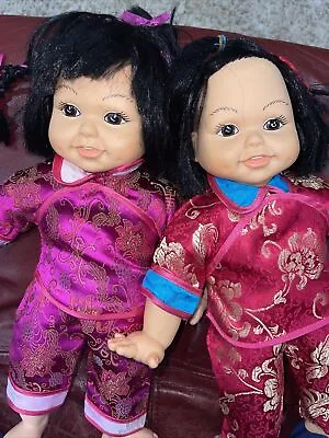 Vtg 1996 Twin CHINA DOLLS CO 14  Baby Toddler Dolls Asian Chinese Oriental • $12.95