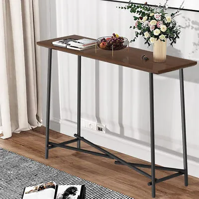 Industrial Versatile Console Table Rustic Wooden Narrow Sofa Table Display Shelf • £29.91