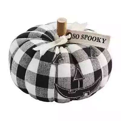 Mud Pie ~ B&W Buffalo Check Halloween Pumpkin 🎃~  So Spooky  ~ 40030104B ~ NEW! • $21.95