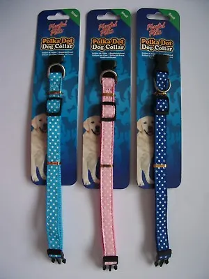 Polka Dot Dog Pet Puppy Collar Small 3 Colours 26cm Fully Adjustable • £3.50