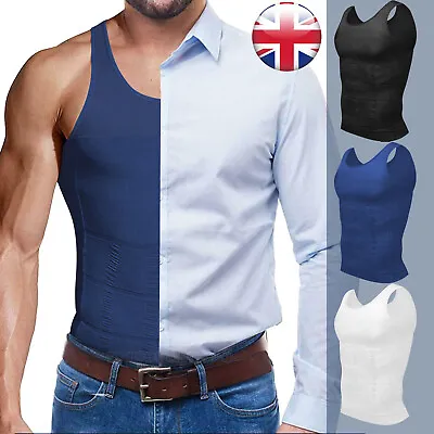 Men's Body Slimming Tummy Shaper Underwear Shapewear Waist Girdle Shirt Vest Top • £4.99