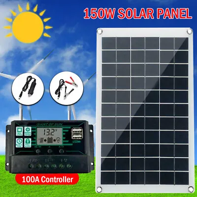 £12.99 • Buy 150W 12V Solar Panel Trickle Battery Charger Car Van Caravan Boat Kit Portable