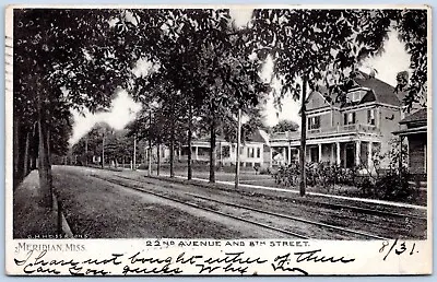 Postcard MS Meridian Mississippi 22nd Avenue And 8th Street Albertype UDB MS22 • $27.99