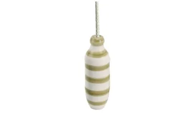Green & White Striped Oval Ceramic Light Pull Handle With Cord & Connector • £9.95