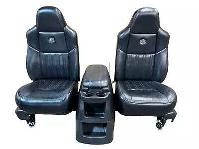 Ford HARLEY DAVIDSON Rear Bucket Seats W Console 2004 F250 F350 Super Duty BLACK • $1845