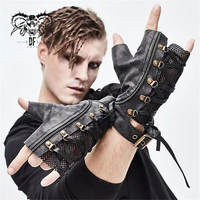 Devil Fashion Men's Steampunk Gloves Rock Handsome Pu Leather Motorcycle Gloves • $48.83