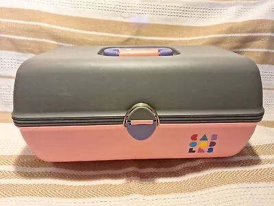 $20 • Buy Vintage Caboodles 1990s Make Up Jewelry Case Tiered Trays Pink Gray #290840