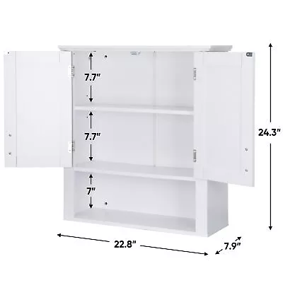 White Door Wall Hanging Medicine Cabinet Bathroom Storage Shelf Organizer • $50.58