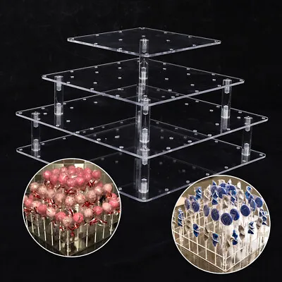 52 Hole Lollipop Acrylic Cake Pop Stand Transparent Dessert Display Shelf Board • £12.35