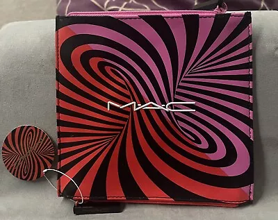 MAC Cosmetics Make Up Bag In Black & Pink Swirl With Double Ended Zip • £4.95