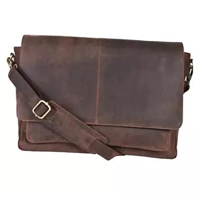 Leather Messenger Bag Locking Laptop Briefcase For Men Adjustable Satchel Handle • $40