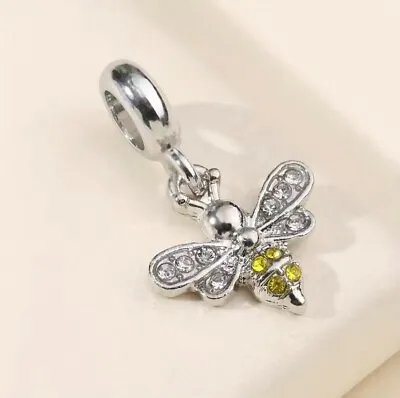 Sparkling Bumble Bee Pendant Charm Silver Filled Cz • £4.50