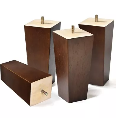 6  Sofa Legs Wood Furniture  Pack Of 4 W/ Hardware Pyramid Couch Legs Mid-Centur • $24.65