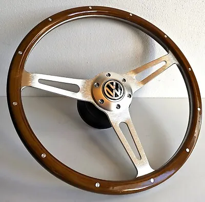 Steering Wheel Wood Chrome Fits For VW Used T2 Bus Transporter Caravelle  72-79' • $246.51