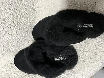 Koolaburra By UGG Milo Slippers Black Fur Lined Warm Women's Flats Size 7 • $20