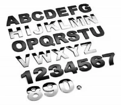 Black/Chrome 25mmQUALITY Metal 3DSelf-adhesive Letter Number Badge Car Home Auto • £1.45