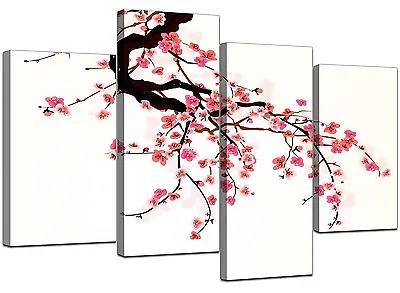 Pink Cream Red Bedroom Canvas Wall Art Pictures XL Set 130cm Wide 4081 • £54.39