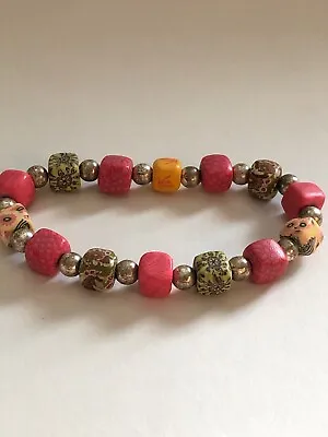 Viva Beads Multi Colored Square Clay Bead Stretchy Bracelet.  • $5.51