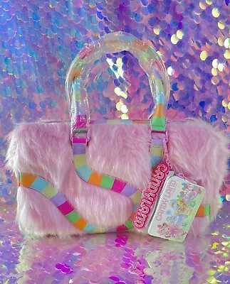 Candy Land  Kawaii Pastel Rainbow Cotton Candy Pink Faux Fur  Duffel Bag • $225