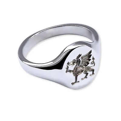 Solid 925 Sterling Silver Welsh Dragon Signet Ring 14X12mm 925 UK HM & Gift Box • £71.27