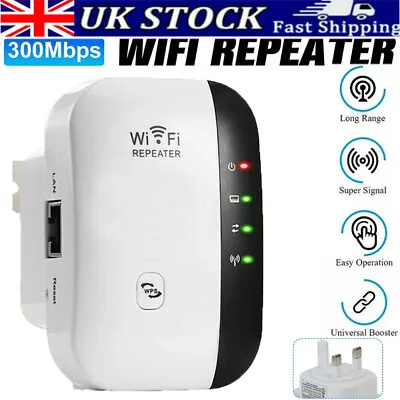 WiFi Signal Booster 300Mbps Extender Range Repeater Internet Amplifier UK Plug • £8.69