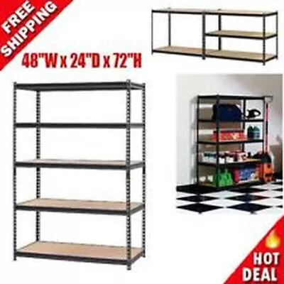 5 Shelf Heavy Duty Metal Muscle Rack Garage Shelving Storage 48 W X 24 D X 72 H • $198.07