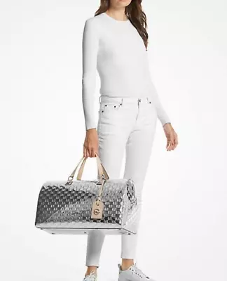 Michael Kors Grayson XL Logo Embossed Patent Weekender Bag $598 NWT Packed • $448