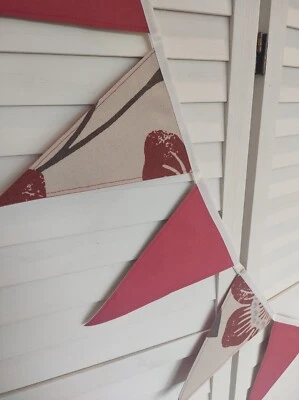 £10.50 • Buy Great Quality Double Sided Floral Fabric Bunting Pink/Red Nursery/Party 4.7m