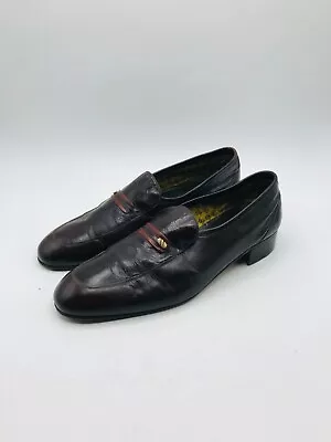 R Martegani Boutique Line Shoes Dark Brown Leather Loafers Mens 7 • $28.61