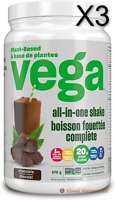 Vega All-in-One Vegan Protein Powder 20g Protein Chocolate 876 G- Pack Of 3 • $38.04