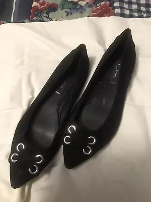 White House Black Market Black Velour/Velvet/Suede?Faux Slip On Witchy Flats 9M • $15