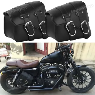 Motorcycle Black Side Saddle Bags For Kawasaki Vulcan 750 800 900 1500 1600 2000 • $59.15