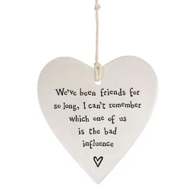 East Of India Friends Bad Influence Porcelain Heart Plaque - Friends Lovely Gift • £7.49