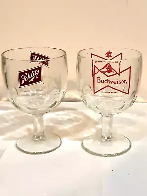 Lot Of 2 Vintage Dimpled Schlitz & Budweiser Beer Glass Goblets • $7.99