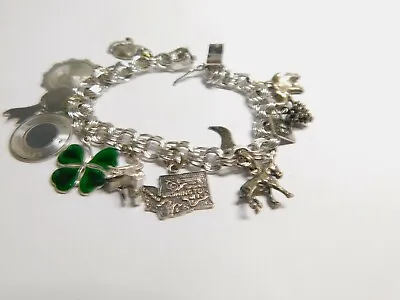 Birthday Lake Tahoe Shamrock Washington Sterling Silver Charm Bracelet Vintage • $115.17