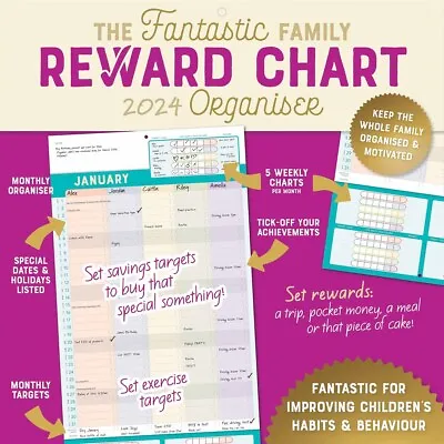 Family Reward Chart Organiser 2024 - Art - Month To View • £8.48