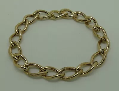 Solid 9ct Yellow Gold 18cm Fancy Curb Link Bracelet • $702