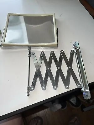 Vintage 24  Accordion Scissor Arm Mirror With Wall Mount - 2 Sided 8  X 6.5  • $17.50