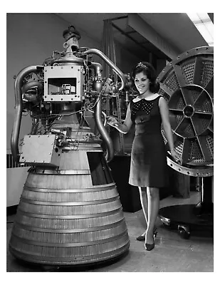 1968 Miss NASA With An Apollo Rocket Engine 8x10 Photo #2 On 8.5  X 11  • $13