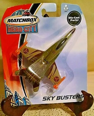 Matchbox Hero City Sky Busters Attack Jet Green Beige Orange Missiles 2003 New. • $13.99