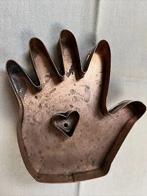 Vtg Michael Bonne Copper Cookie Cutter/Hand And Heart ! Signed. • $95